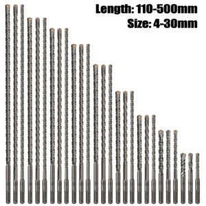 Extended Cross Electric Hammer Drill 110-500mm SDS Plus Through Wall Reinforced Concrete Hard Alloy Four Blade Impact Drill Bit - AliExpress 1420
